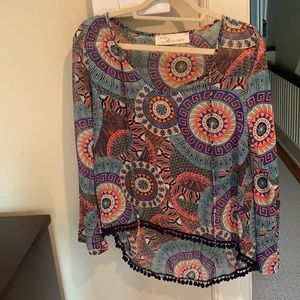 Vintage Havana Sheer Long Sleeve top ,